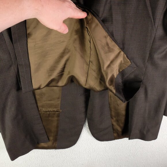 Jp Tilford Samuelsohn Blazer Mens 46L Brown Check Two Button Double Vented Wool - Picture 6 of 14